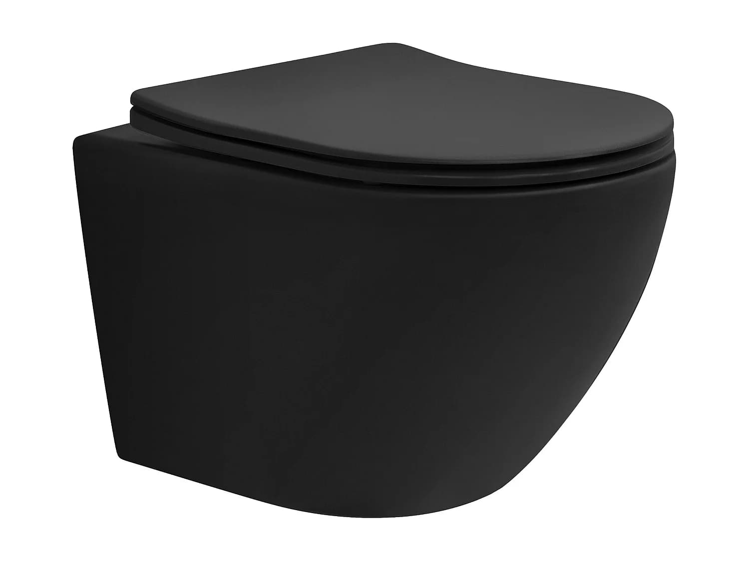 WC suspendu court nano chasse d'eau tornado noir avec siège toilette Softclose