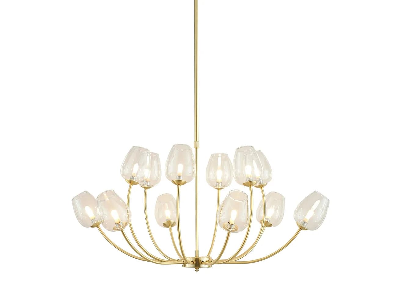 Lustre doré 12 tulipes de verre - Lucciana
