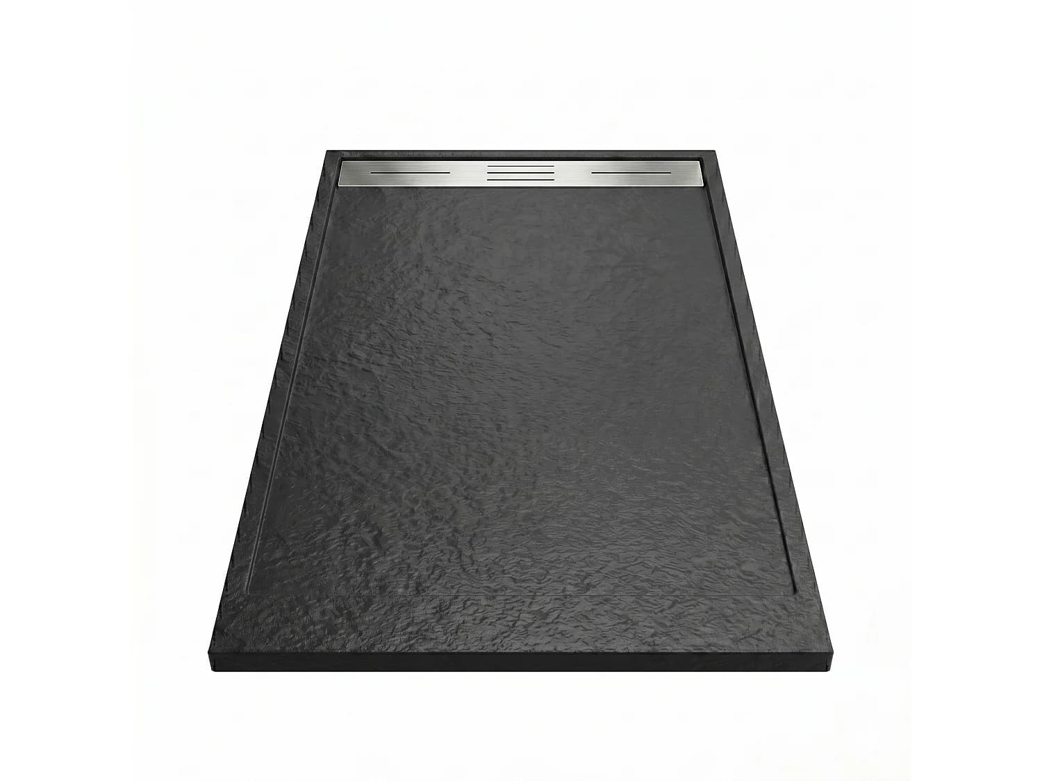 Receveur de douche 90 x 140 cm extra plat noir LUCIA en SoliCast® surface ardoisée