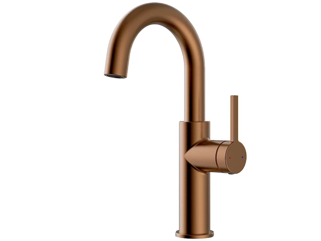 Reflet mitigeur lavabo haut cuivre brossé - Essebagno