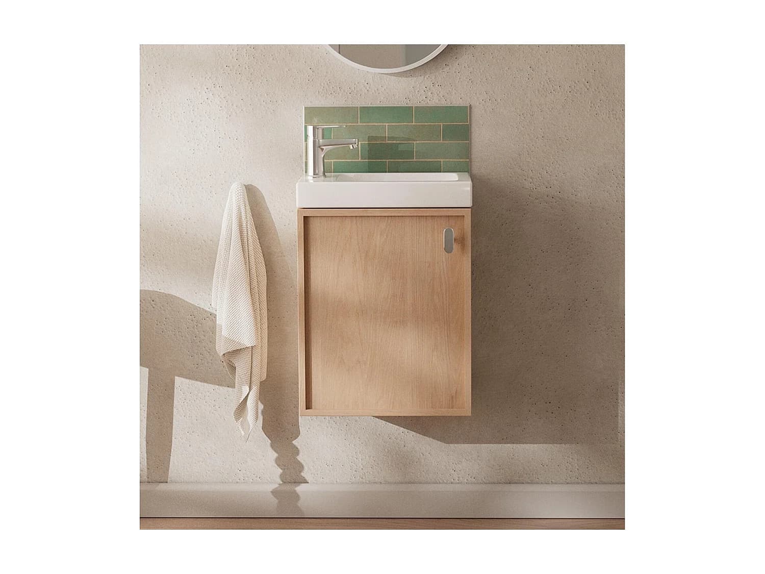 Meuble lave-mains décor chêne FRAME