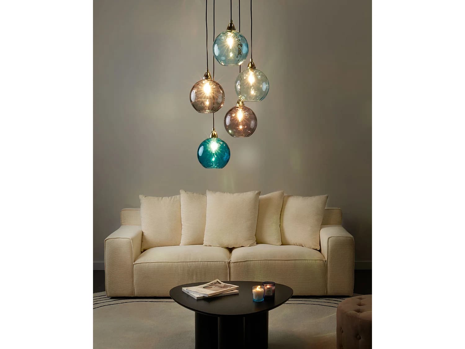 Lampe suspension PABELLON Verre Bleu