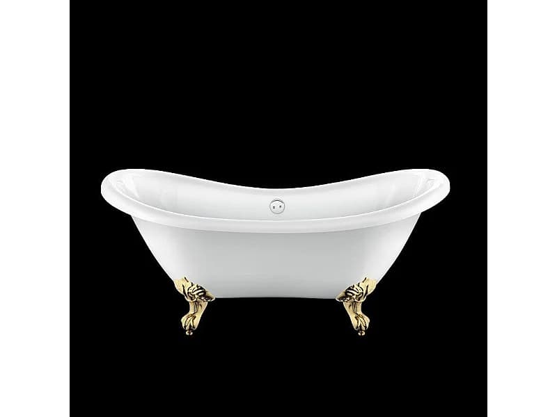 Baignoire sur pieds rétro DARLINGTON Blanche 175 cm Pieds d'Aigle Dorés