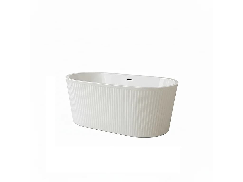 Baignoire îlot cannelée design ovale CORBIN blanche 170 cm