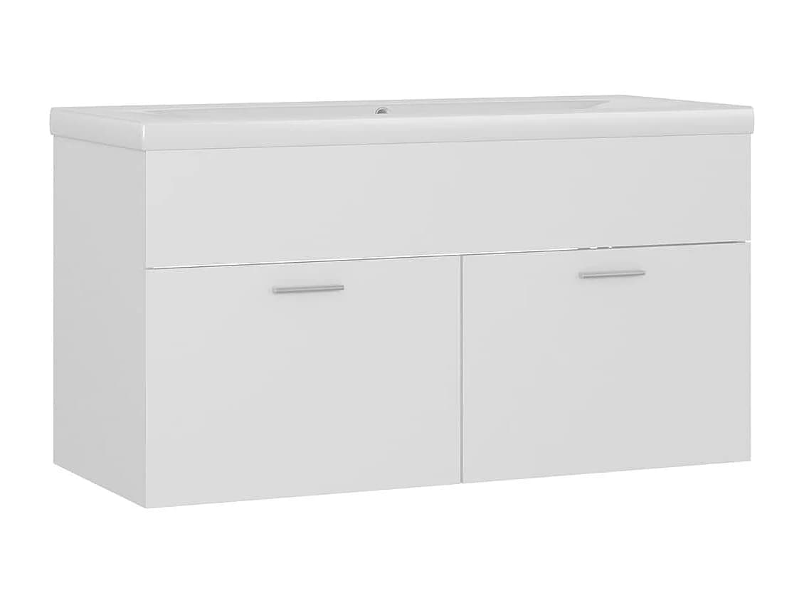 Prolenta Premium - Armoire d'évier avec lavabo intégré Blanc Bois d'ingénierie