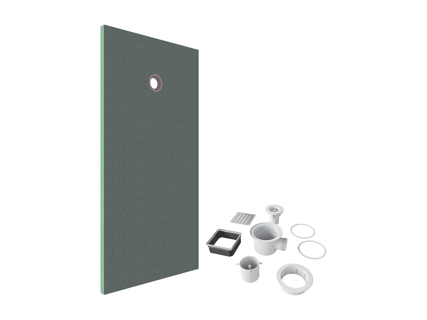 AICA Receveur à carreler en polystyrène - 90 x 160 x 4 cm - recoupable sur mesure - avec bonde de receveur