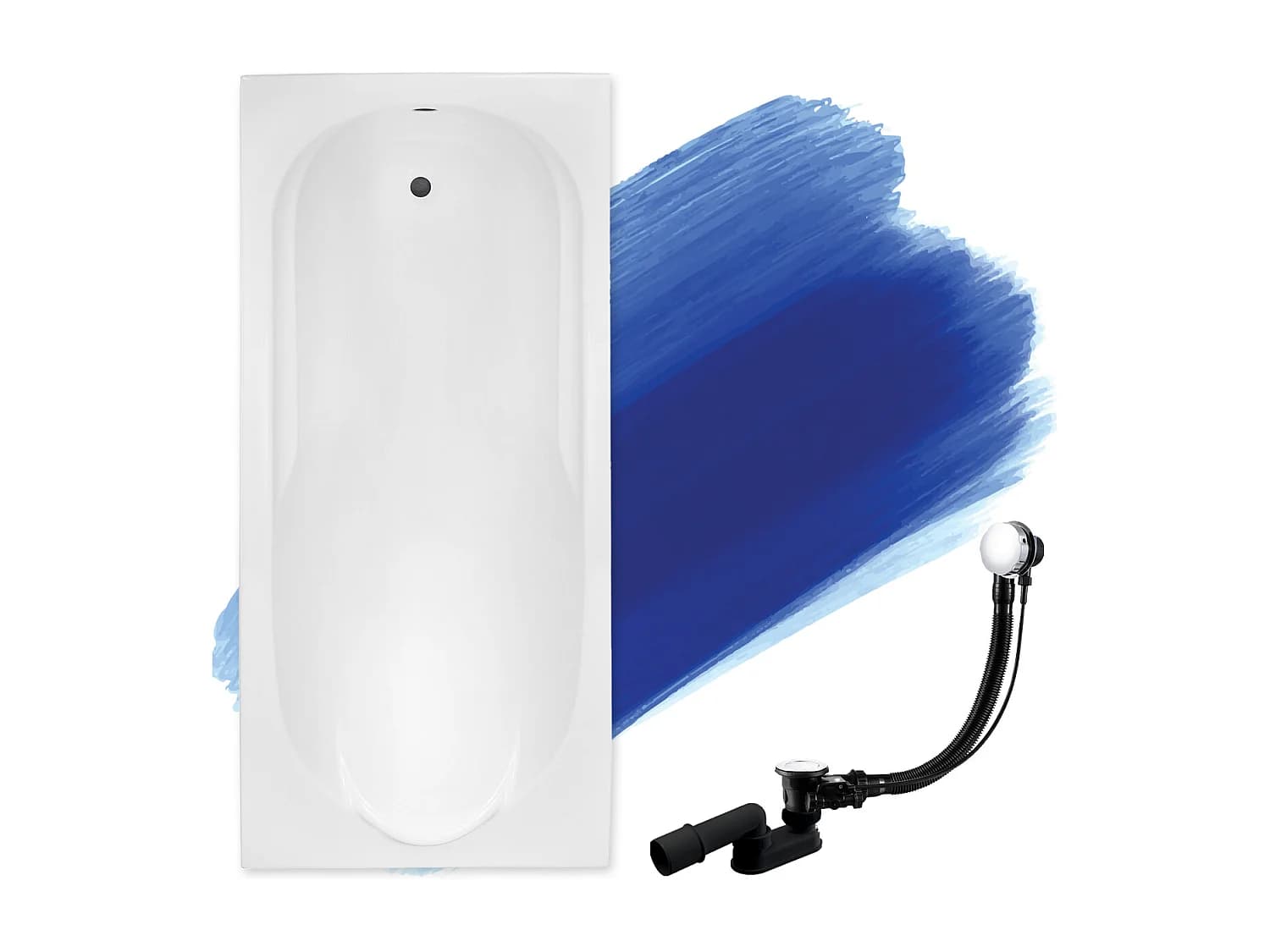 Baignoire rectangulaire 190x80 BONA acrylique blanc, sans Habillage + Pieds + Vidage à chromé