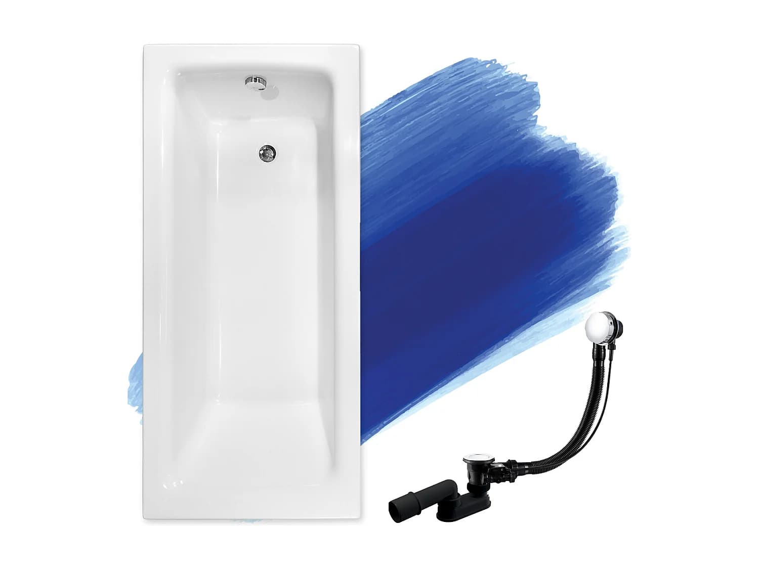 Baignoire rectangulaire 150x70 TALIA acrylique blanc, sans Habillage + Pieds + Vidage à chromé
