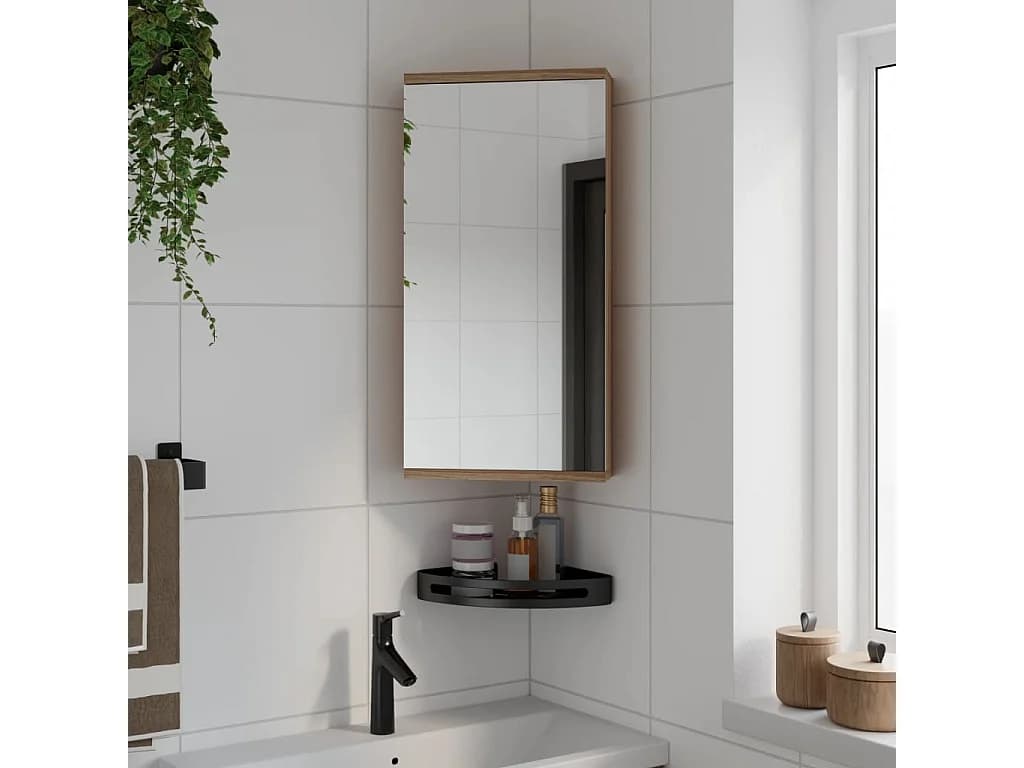 Armoire de bain à miroir d'angle chêne 30x24x60 cm