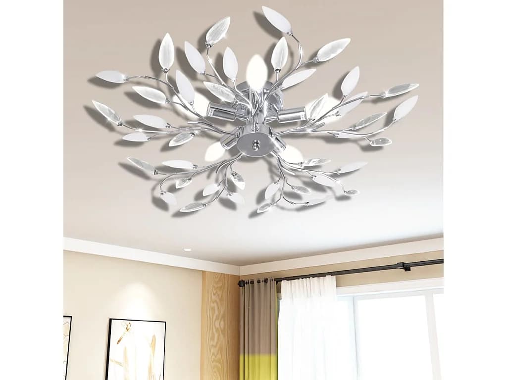 Plafonnier avec bras en acrylique Blanc 5 ampoules E14 FR586465