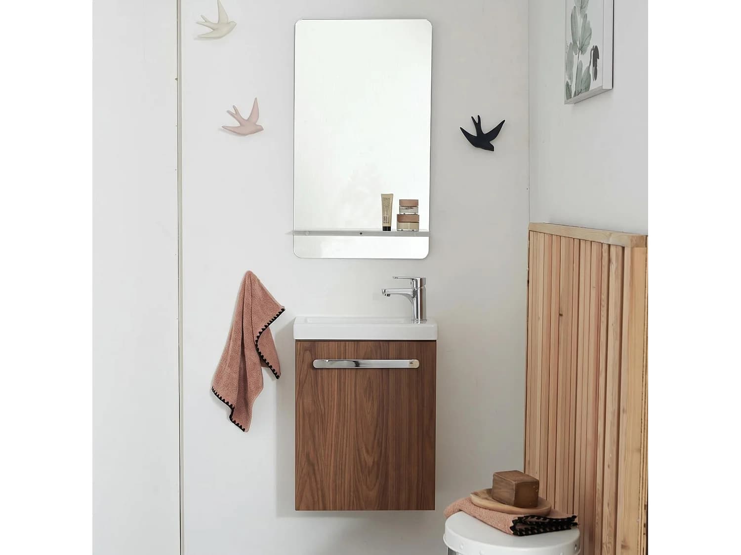 Ensemble lave-mains suspendu NEVADA avec robinet et miroir