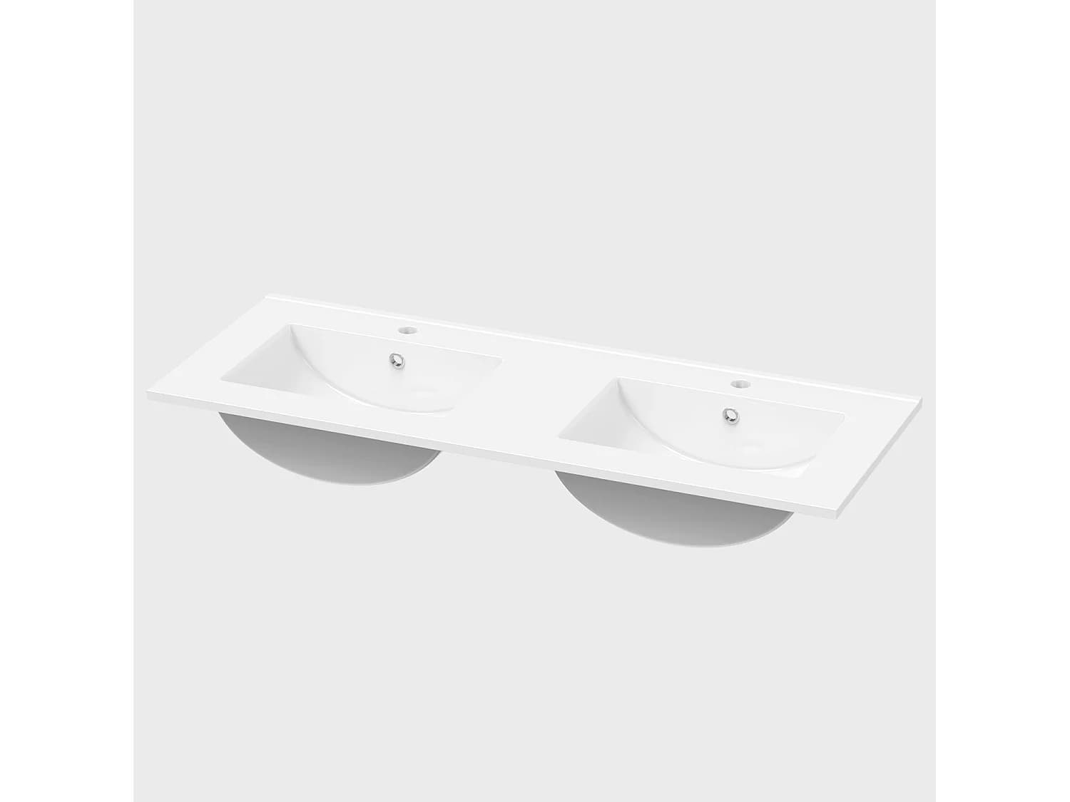 AICA Céramique vasque de Salle de bain,Lavabo rectangulaire,avec trou pour robinet et trop-plein, Dimensions : 121,5 cm (L) x 18 cm (H) x 46.5 cm (P), Blanc