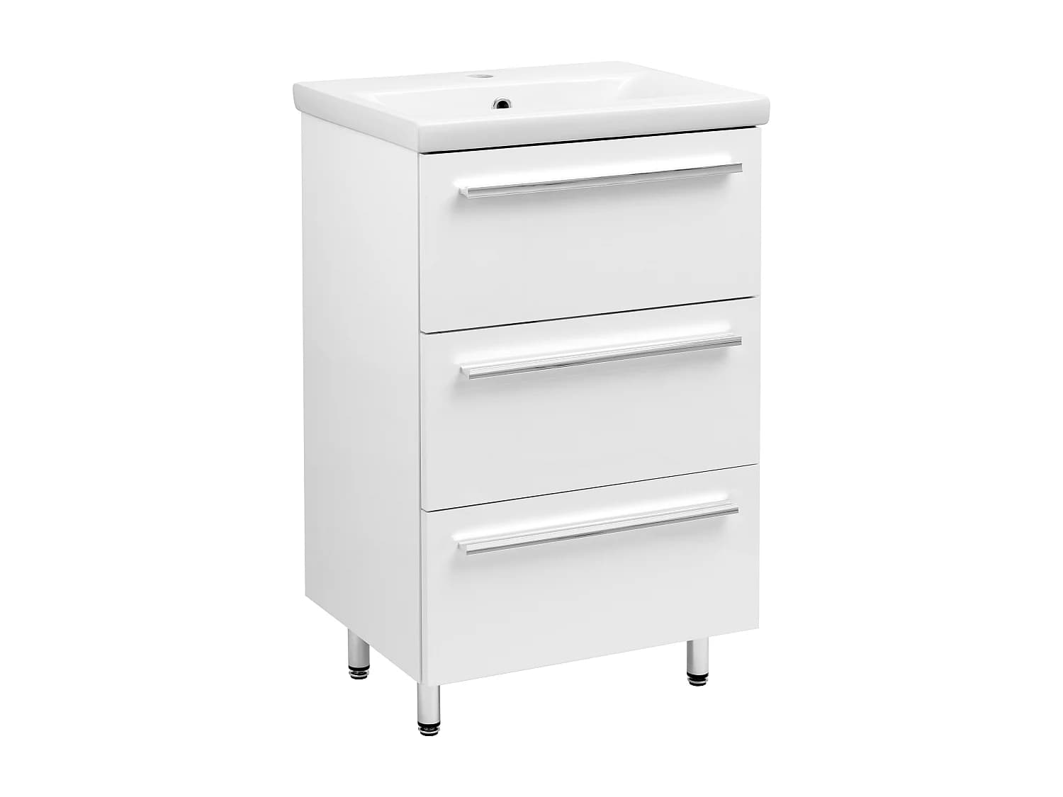 Ensemble de salle de bain blanc sur pied 50 cm Armoire avec lavabo Bryza