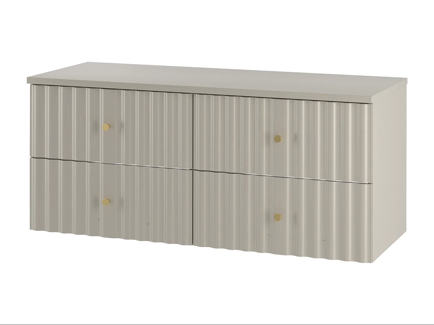 Ensemble de salle de bain en cachemire 120 cm Armoire avec plateau Façade rainurée Aqua