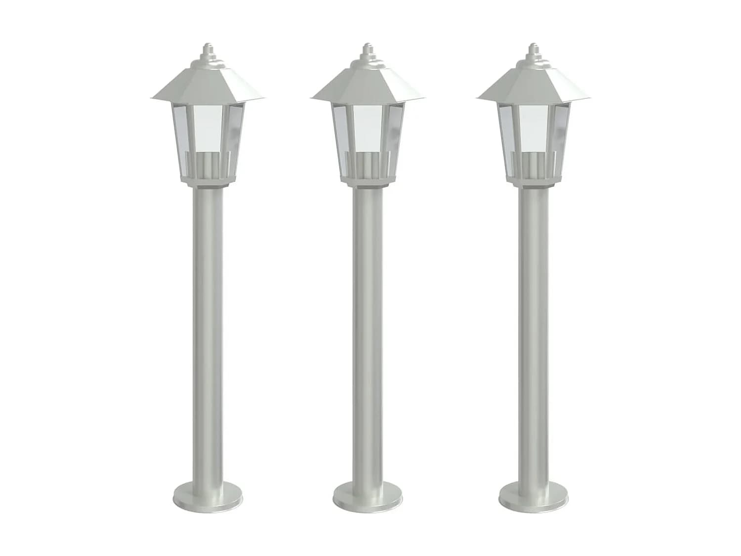 Lampadaires d'extérieur 3 pcs argenté 11 x 11 x 80 cm 02_0042561