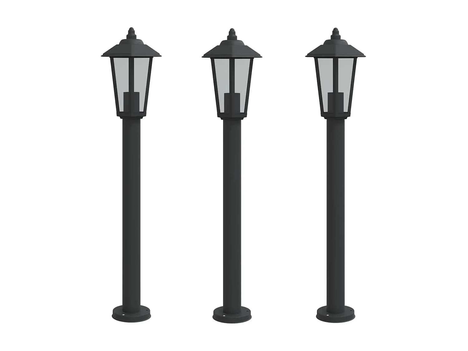 Lampadaires d'extérieur 3 pcs argenté 11 x 11 x 80 cm 02_0042553