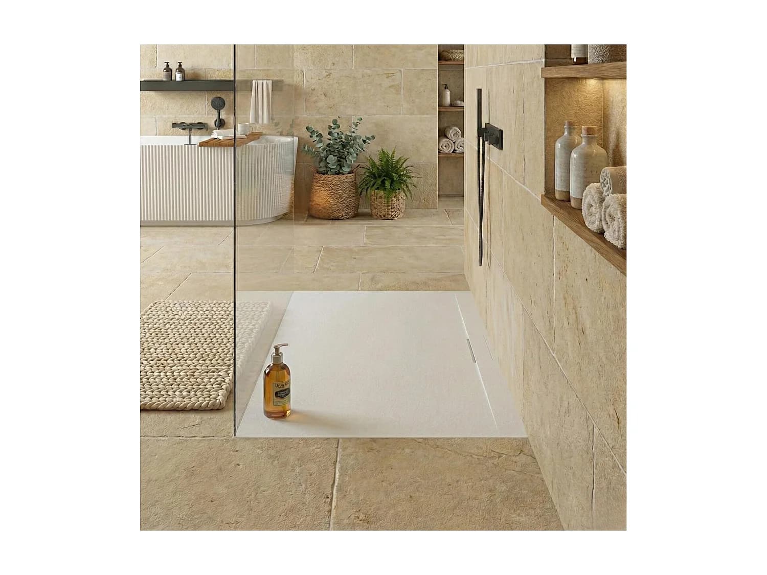 Receveur de douche mural LIVA aspect ardoise extra-plat