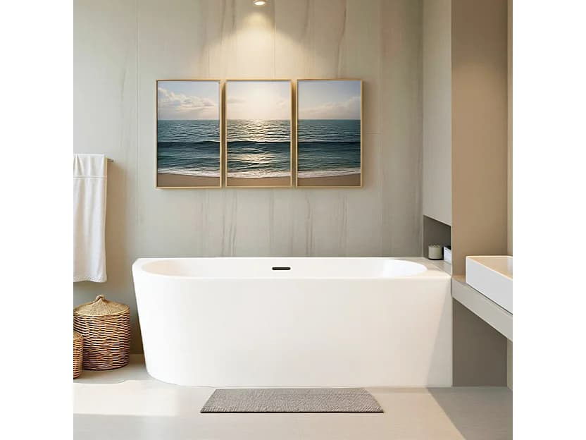 Baignoire îlot ALVA Droits 170x80 acrylique blanc + Vidage à chromé