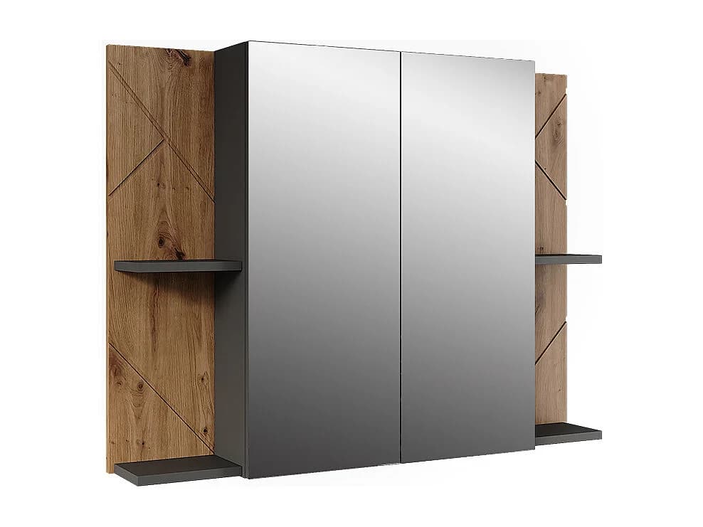 Armoire de toilette anthracite/chêne de force doré 100x17.2x75 irma