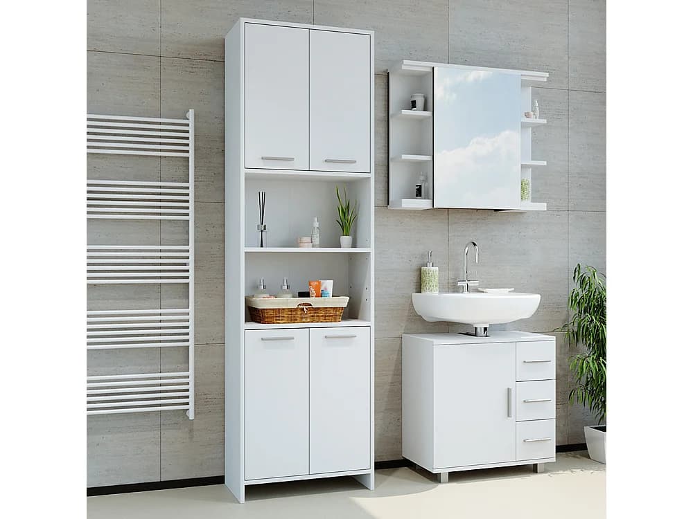 Meuble salle de bain blanc 56.1x30x190 maris