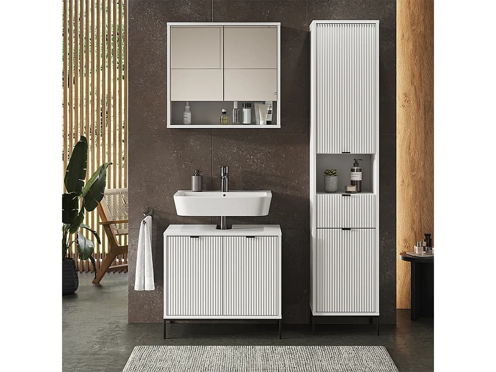 Meuble salle de bain blanc 40x35x190 eliza