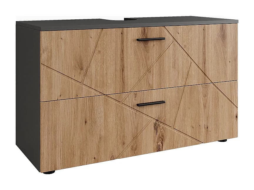 Meuble sous vasque anthracite/chêne de force doré 100.1x41x60.6 irma
