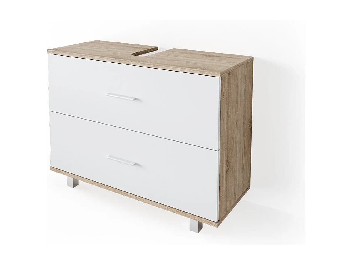 Meuble sous vasque simple blanc/sonoma 80x33x60.8 ilias