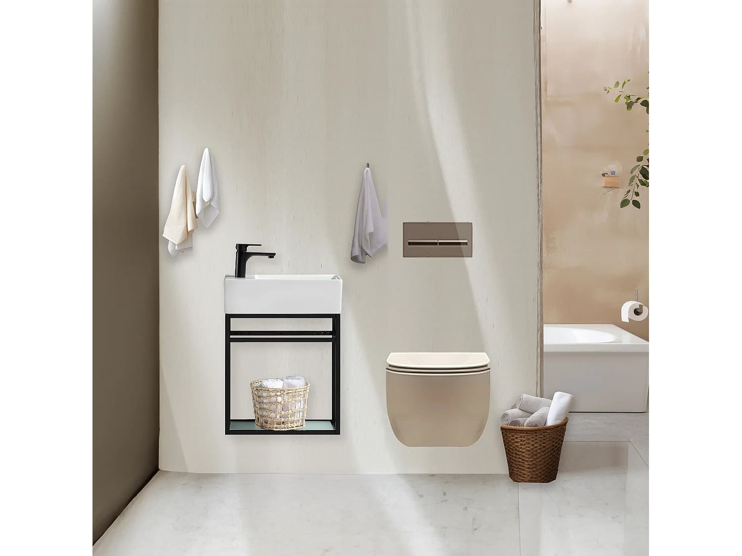 Lave-main salle de bain Aquafredo 60 cm finition métal noir