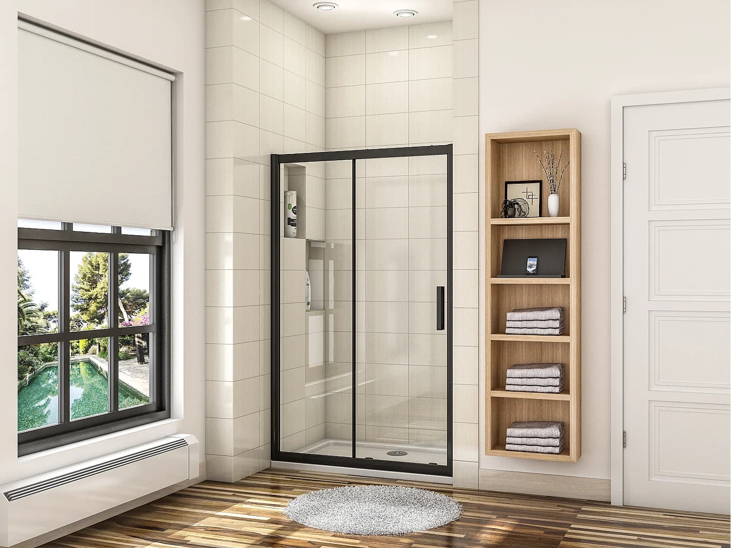 Porte de douche noir mat coulissante 120x195cm – Verre 8mm sécuritaire anti-calcaire avec amortisseur