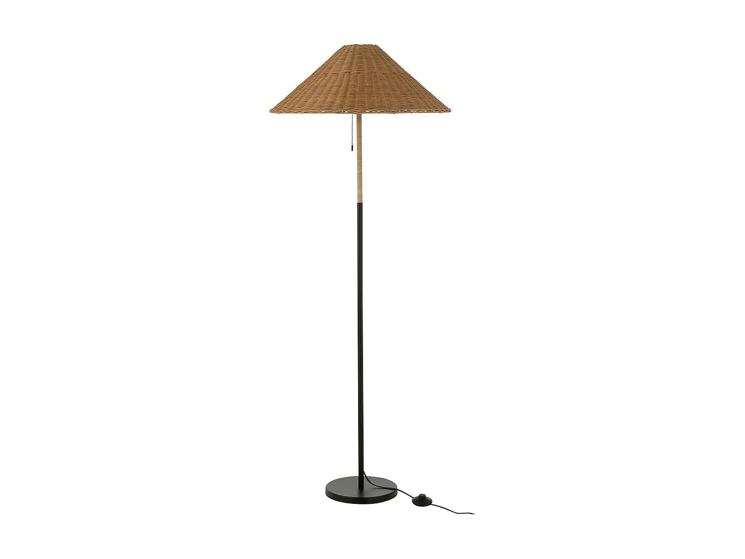 Lampadaire en Rotin "Preston" 154cm Naturel & Noir