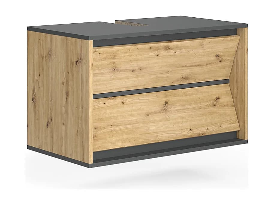 Meuble sous vasque simple anthracite/artisan 80x45x50 edelin