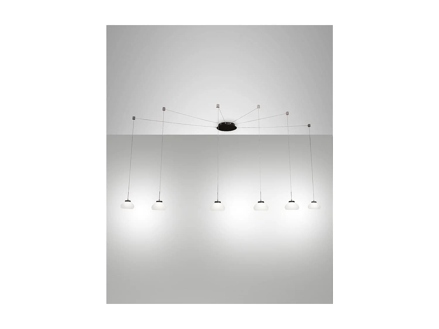 Lustre suspension Arabella LED en métal et verre soufflé blanc 3547-46-102 Fabas Luce