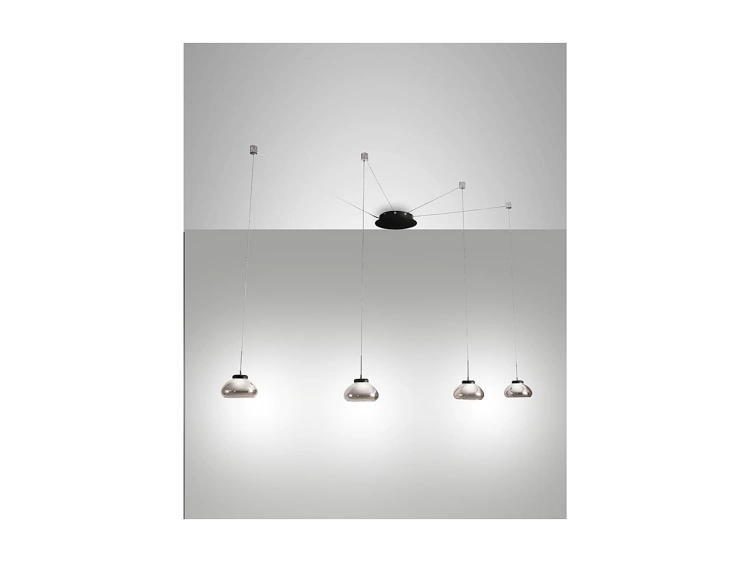 Lustre suspension Arabella LED en métal et verre soufflé fumé 3547-49-126 Fabas Luce