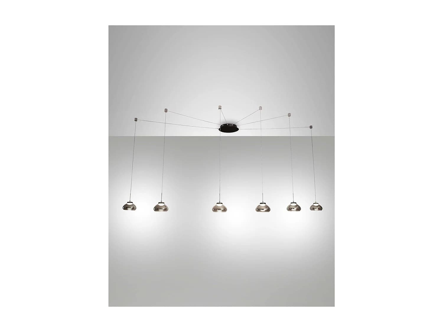 Lustre suspension Arabella LED en métal et verre soufflé fumé 3547-46-126 Fabas Luce