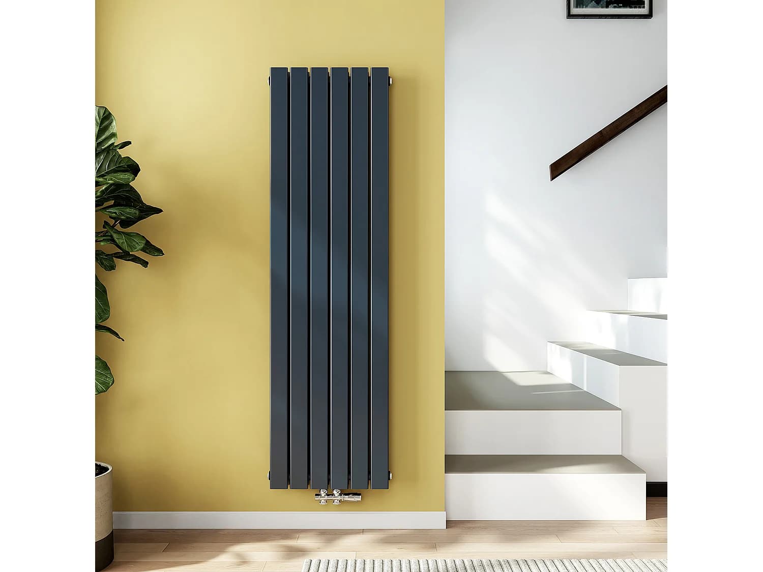 EMKE Radiateur eau chaude en acier anthracite à tubes plats 160x46 cm 1490W double épaisseur