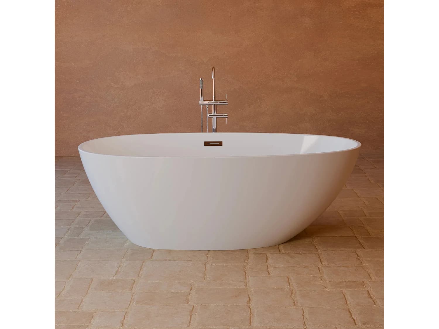 Baignoire îlot Ovale Kelly 170 Blanche 170 X85 X58 Cm, By Spalina