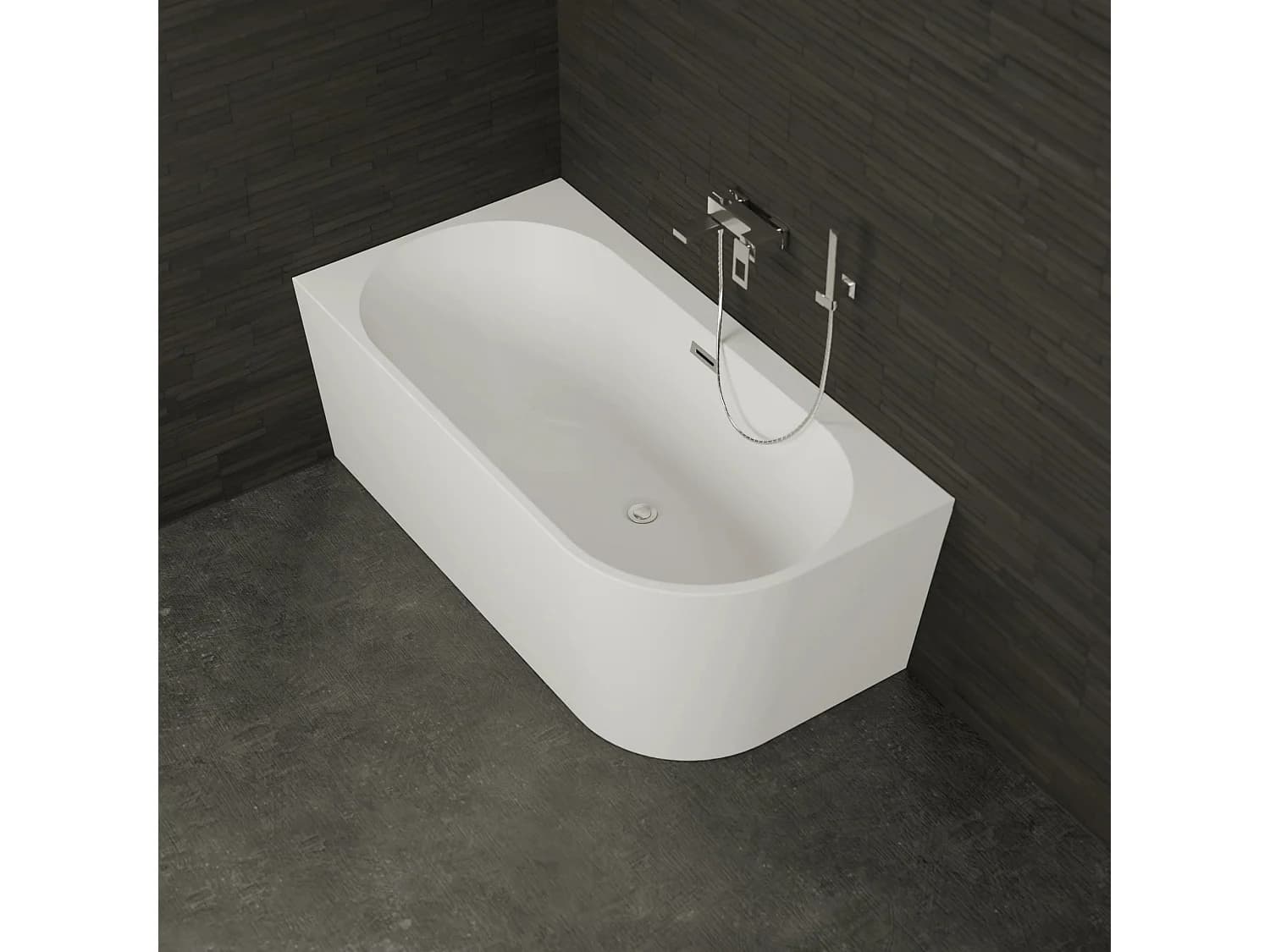 Baignoire Semi-îlot Murale D'angle Capri 150 Gauche Blanche 150 X72 X58 Cm, By Spalina