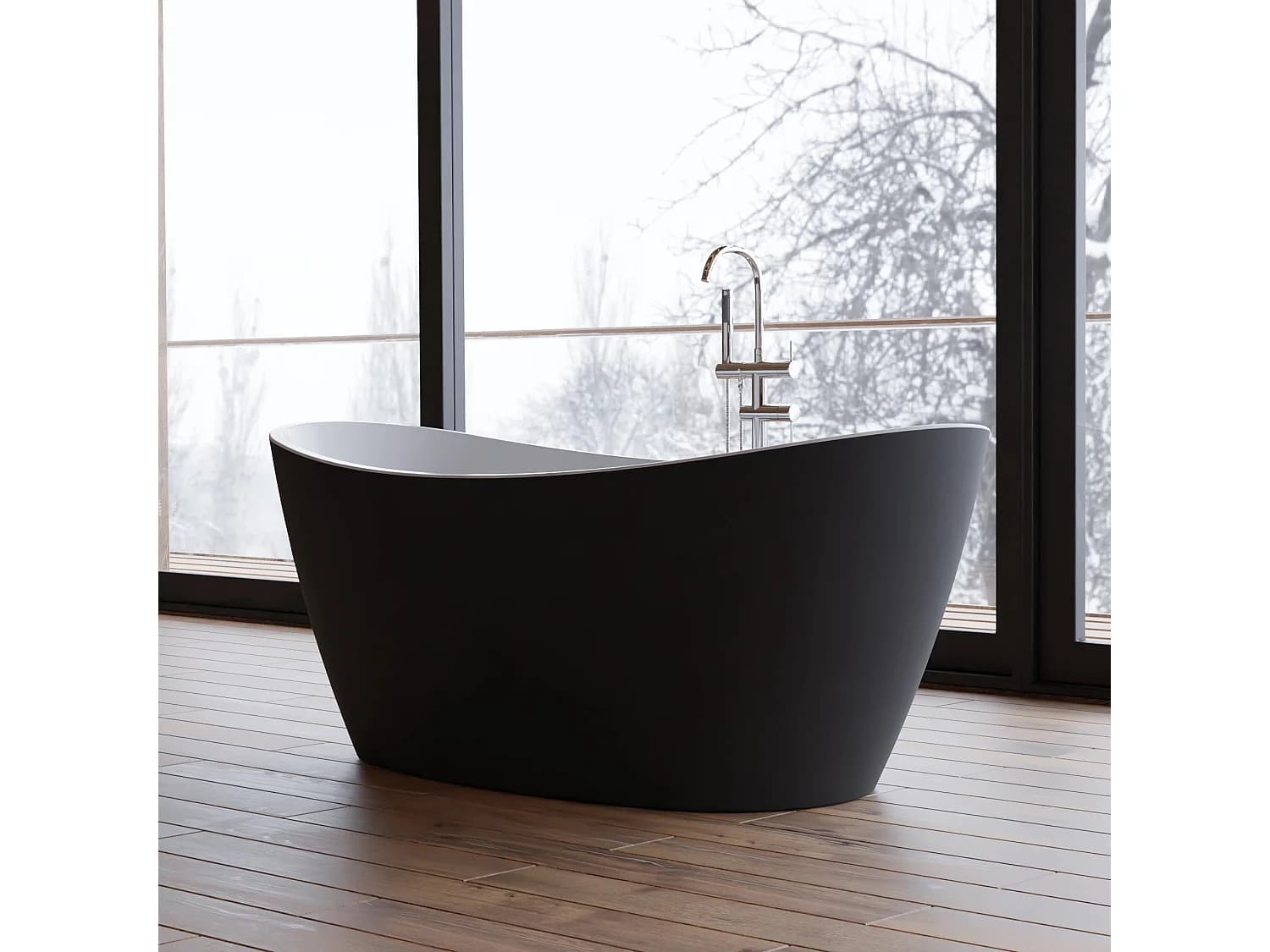 Baignoire îlot Ovale Neroon 2.0 160 Noire 160 X75 X67 Cm, By Spalina