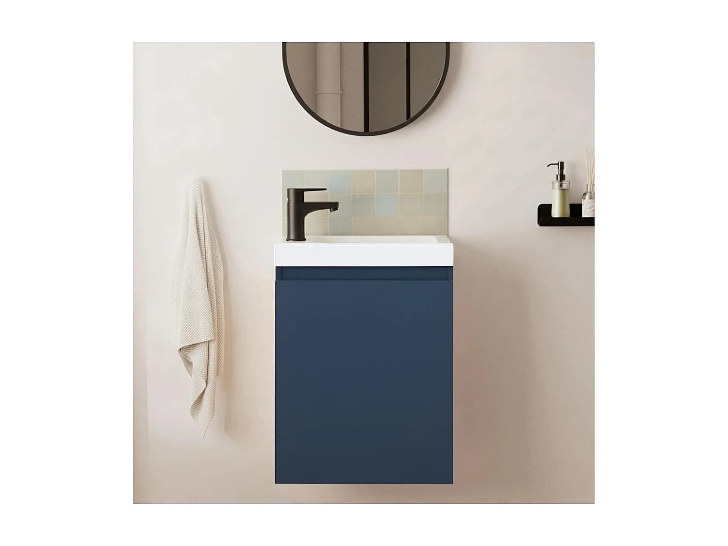 Meuble lave-mains + robinet noir LISA