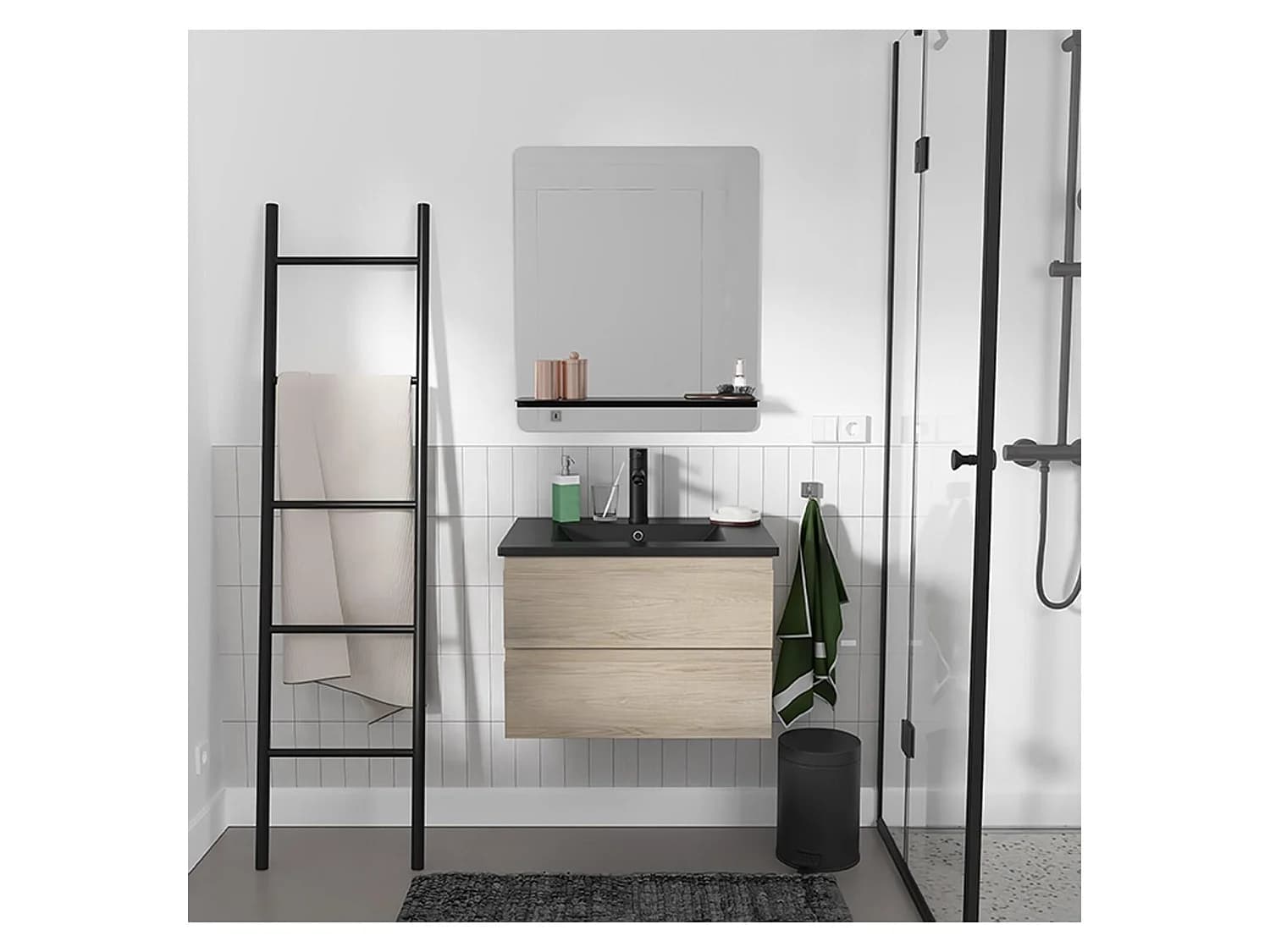 Meuble simple vasque 60cm SORRENTO + vasque