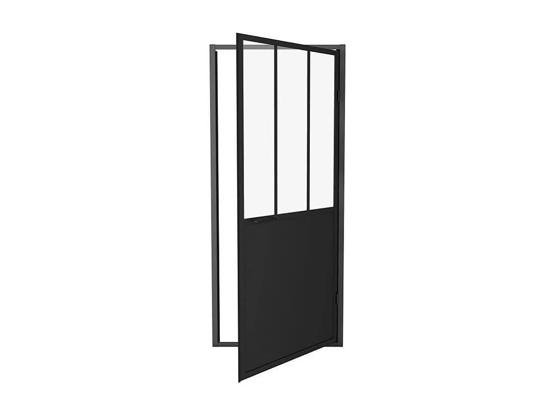 Porte de douche pivotante 90x200 GELCO Style industriel Verre 6 mm Réversible Noir mat