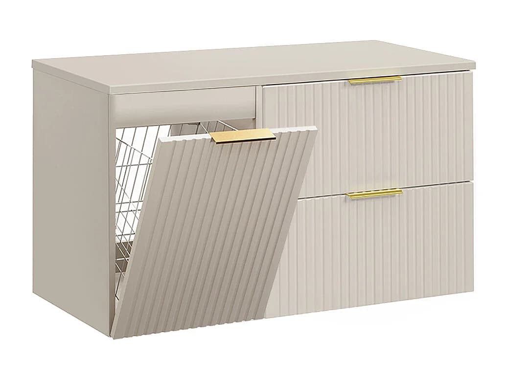 Meuble sous-vasque 100cm panier à linge Adriel Cachemire