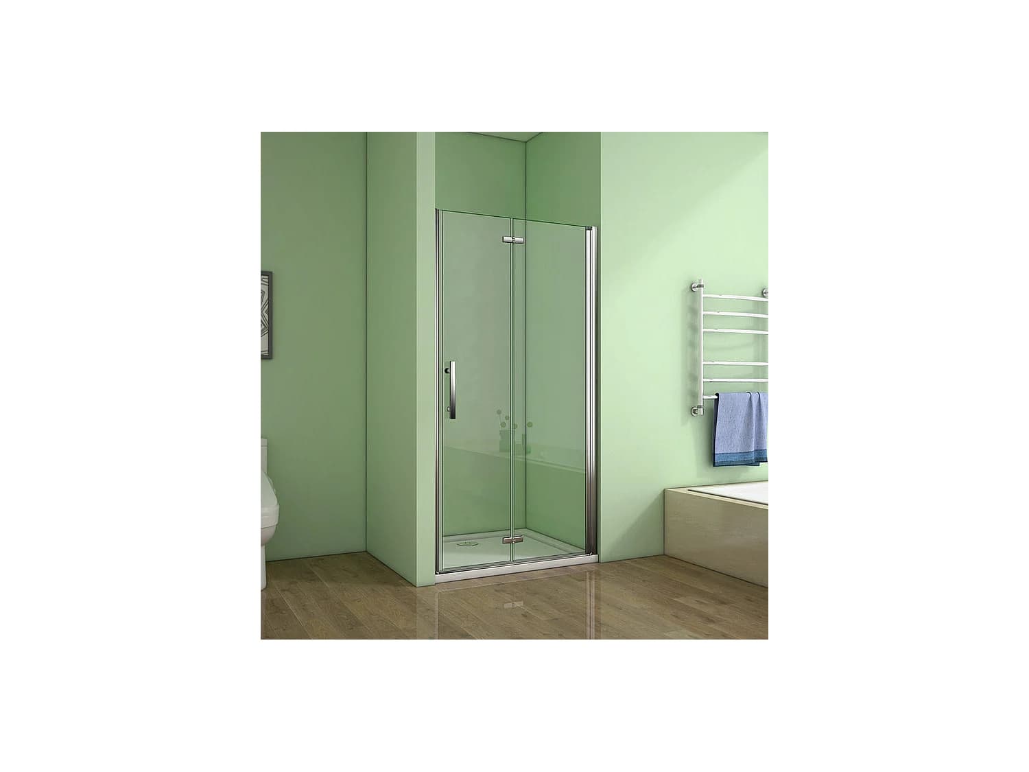Porte de douche pivotante et pliante porte de douche 120x195cm en 6mm verre trempé anticalcaire