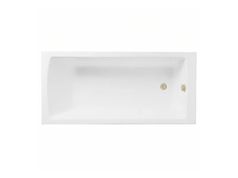 Baignoire droite rectangulaire 170x75cm avec pieds VITRA Neon blanc + Vidage WIRQUIN volet et clapet Doré