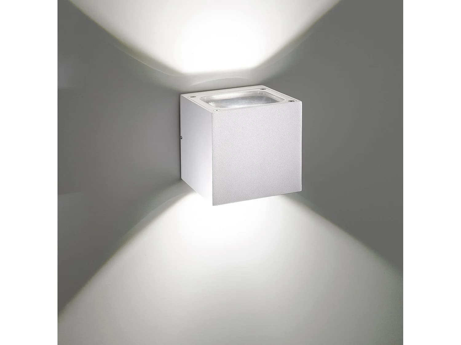 Sole Applique Murale Pour Extérieur Et Intérieur En Aluminium Blanc Mat Led 20W 3000K Ip54, Design Moderne Et Minimaliste, 12X12X12 Cm Haute Qualité