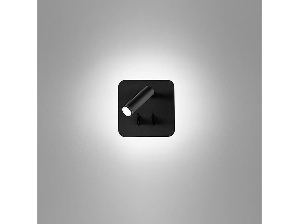 Applique Murale En Métal Noir, Led 9W (6W+3W) Orientable, Lumière Chaude 3000K, Design Moderne Pour Intérieur, Série 6704 N Lc - Perenz France