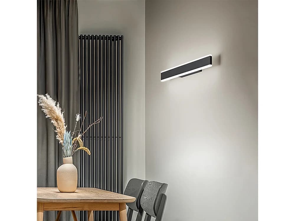 Applique Led En Aluminium Noir 24W, 1920Lm Avec Système Cct, Sélecteur De Température De Couleur Intégré Et Diffuseur Satiné - Marque : Perenz