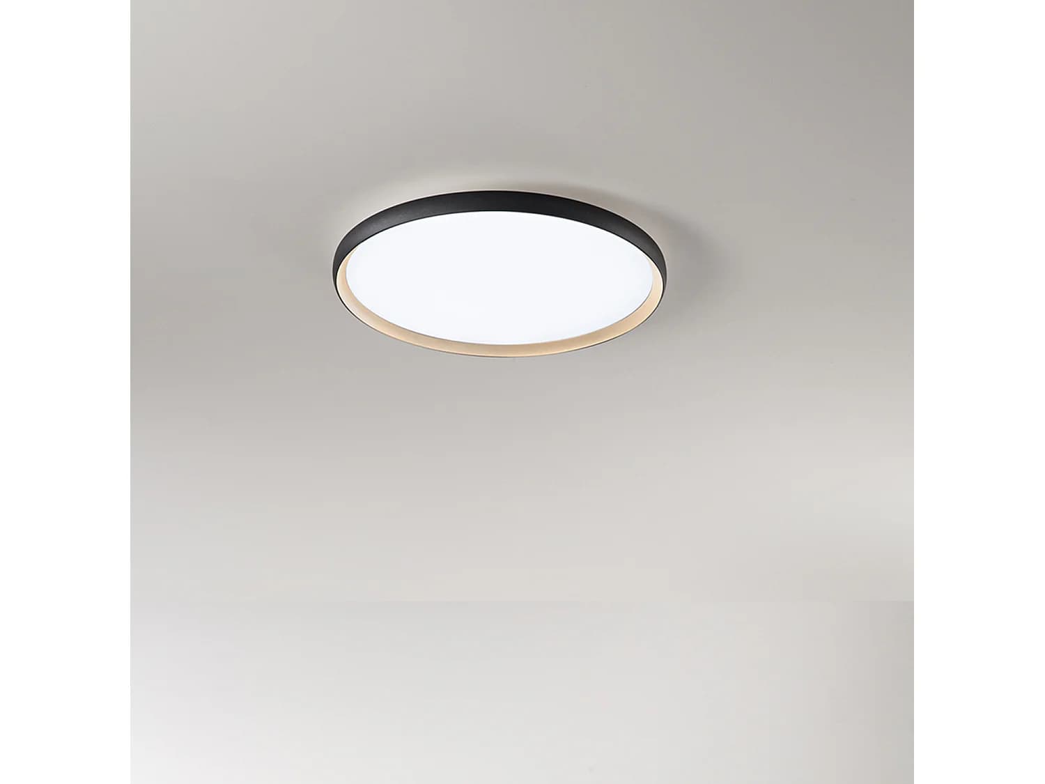 Plafonnier Led Circulaire 40W, Métal Noir Et Or Mat, Cct Variable 3000K-6000K Dimmable, Diffuseur Acrylique Satiné - Perenz Design Moderne