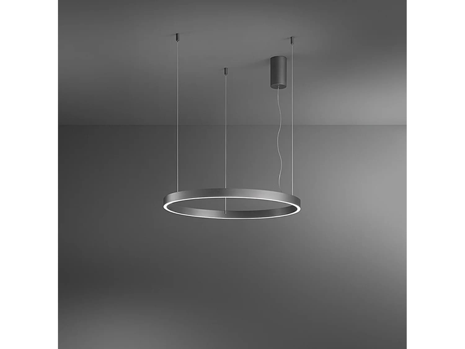 Luminaire Suspension Led Série 8284, Structure En Métal Et Aluminium, Design Moderne Gris Métallisé, 87W Dimmable, Diamètre 100Cm - Perenz