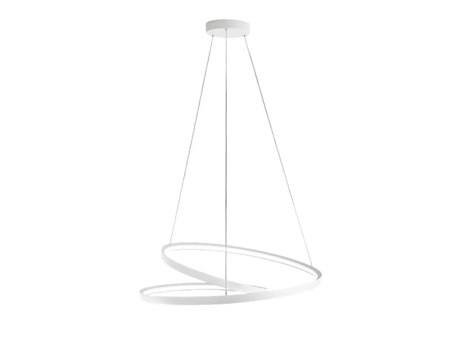 Suspension Led 55W Circulaire Dimmable Cct, Structure Métal Blanc Mat, Hauteur Réglable, Design Minimaliste - Perenz Luminaire Contemporain